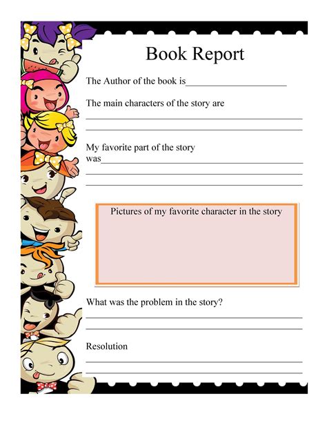 free book report template grade 1